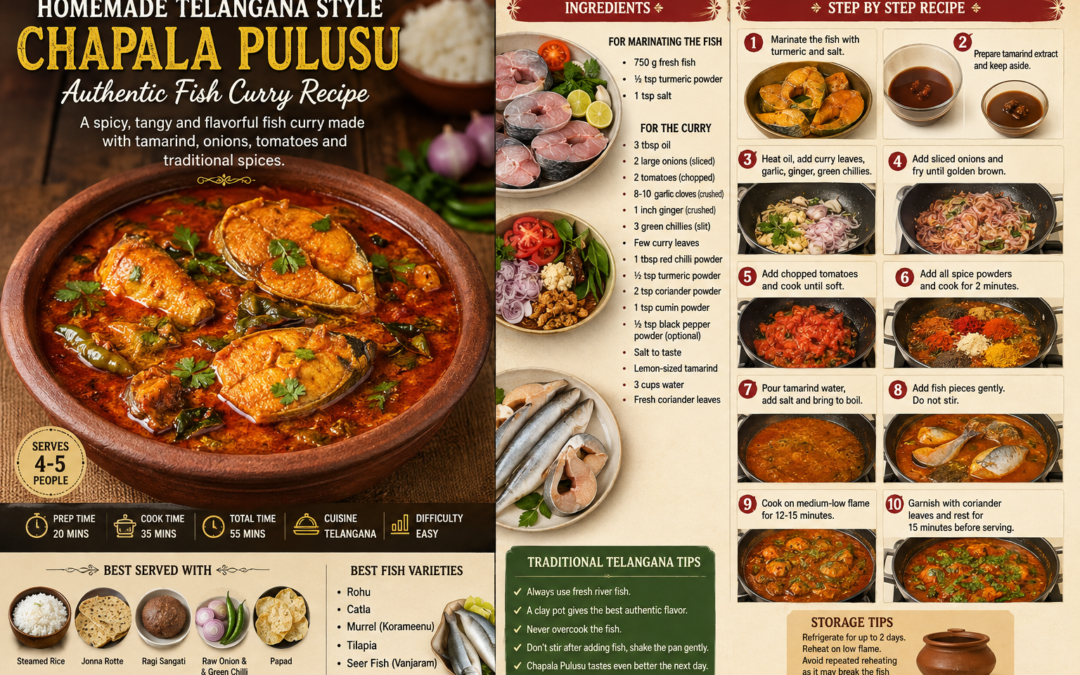 Homemade Telangana Style Chapala Pulusu (Fish Curry) Recipe – Authentic Village Style mahesh